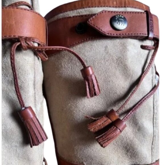 L.A.M.B. Suede & Leather Wedge Boots — Size 6 - Picture 10 of 14